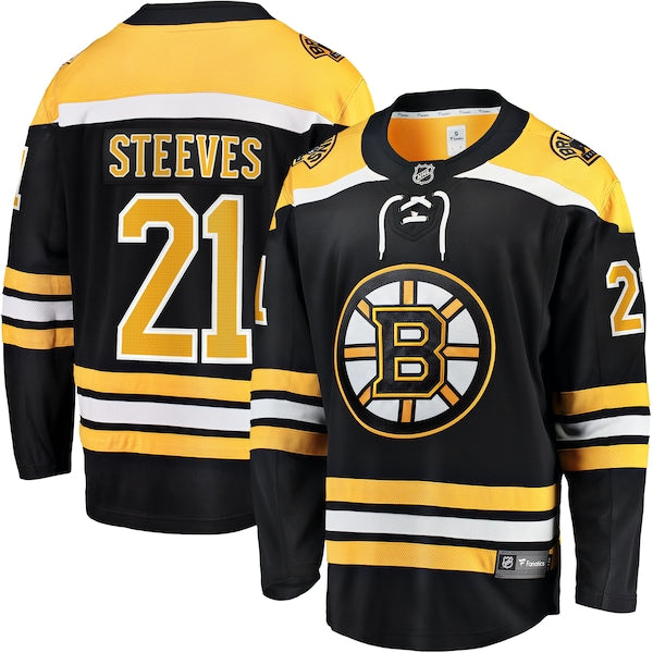 Alex Steeves Boston Bruins  Home Breakaway Jersey - Black