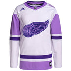 Detroit Red Wings adidas Hockey Fights Cancer Primegreen Authentic Custom Jersey - White/Purple