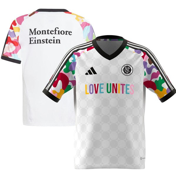 New York City FC adidas Youth 2024 Pride Pre-Match Top - White