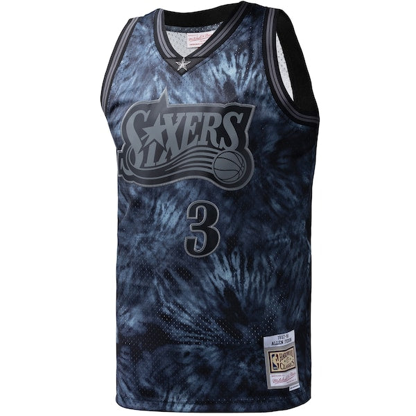 Allen Iverson Philadelphia 76ers Hardwood Classics 1997/98 Tie-Dye Swingman Jersey - Black