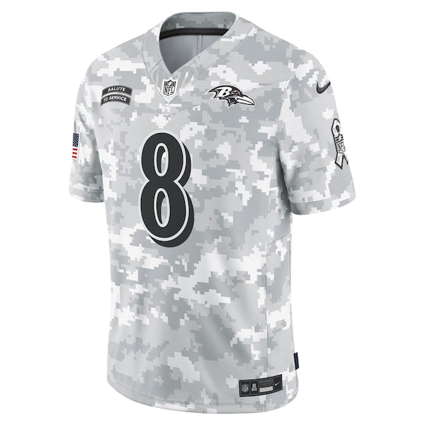 Lamar Jackson Baltimore Ravens Nike 2024 Salute to Service Limited Jersey - Arctic Camo