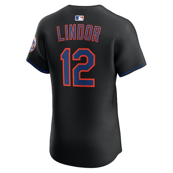Francisco Lindor New York Mets Nike Alternate Elite Jersey - Black