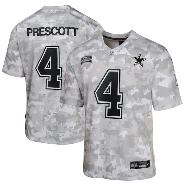 Dak Prescott Dallas Cowboys Nike Youth 2024 Salute to Service Game Jersey - Arctic Camo