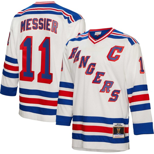 Mark Messier New York Rangers Captain Patch 1993/94 Blue Line Player Jersey - White/Blue