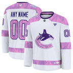 Vancouver Canucks  2024 Hockey Fights Cancer Custom Practice Jersey - White