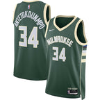 Giannis Antetokounmpo Milwaukee Bucks Nike Unisex Swingman Jersey - Icon Edition - Hunter Green/White