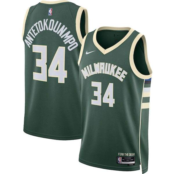 Giannis Antetokounmpo Milwaukee Bucks Nike Unisex Swingman Jersey - Icon Edition - Hunter Green/White