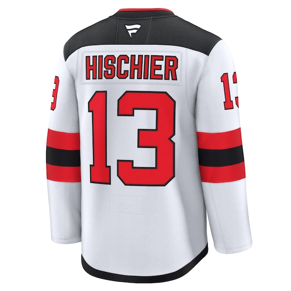 Nico Hischier New Jersey Devils  Away Premium Jersey - White/Black/Red