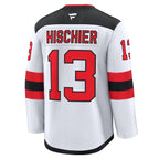 Nico Hischier New Jersey Devils  Away Premium Jersey - White/Black/Red