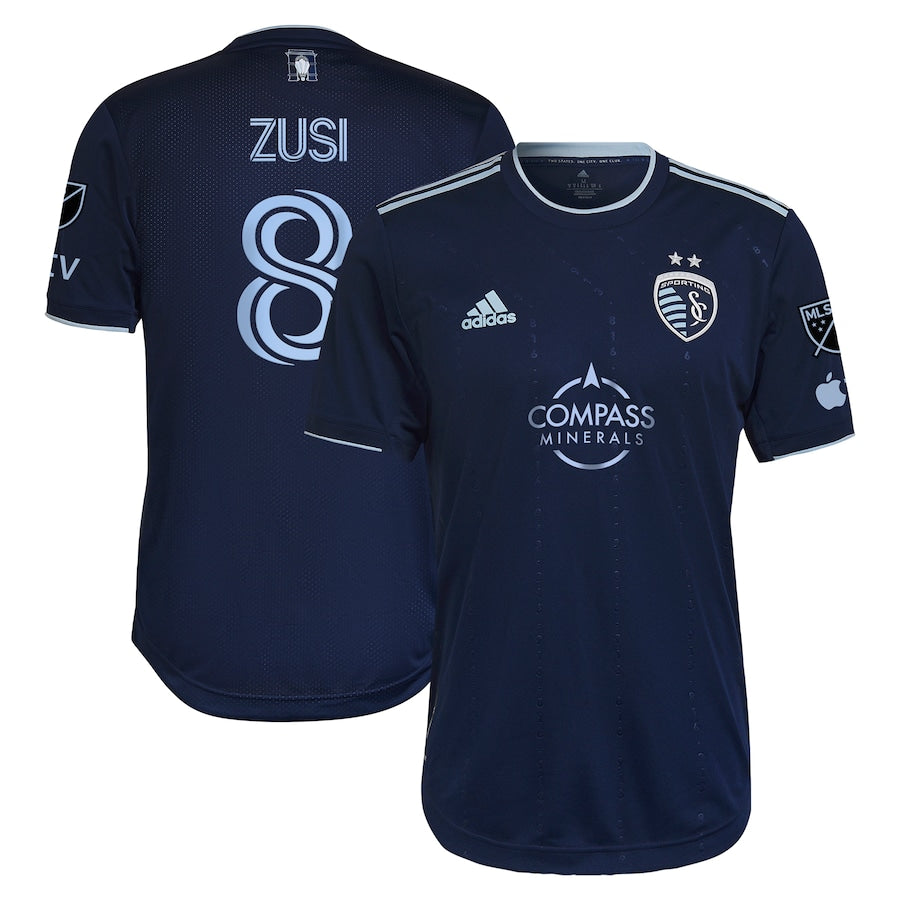 Graham Zusi Sporting Kansas City adidas 2023 State Line 3.0 Authentic Player Jersey - Blue