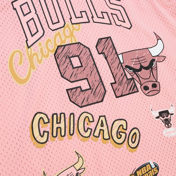 Dennis Rodman Chicago Bulls  1997/98 Swingman Sidewalk Sketch Jersey - Pink