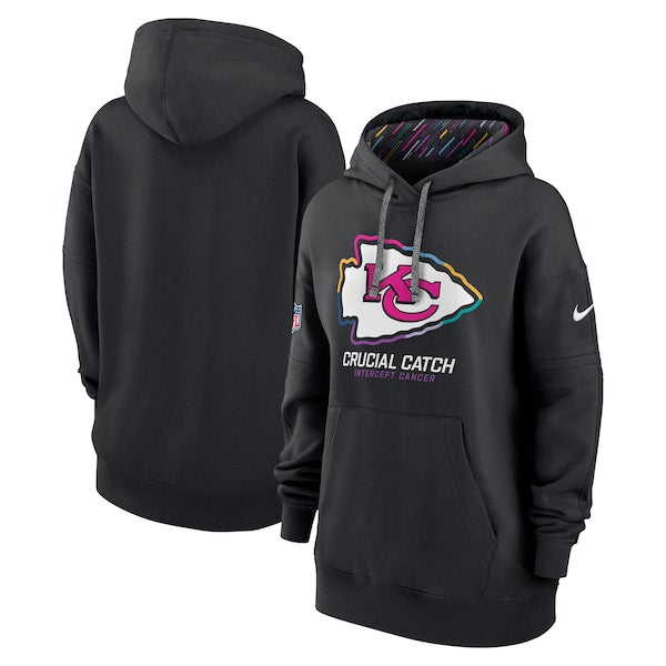 Kansas City Chiefs Nike Women's 2024 NFL Crucial Catch Club Pullover Hoodie - Black