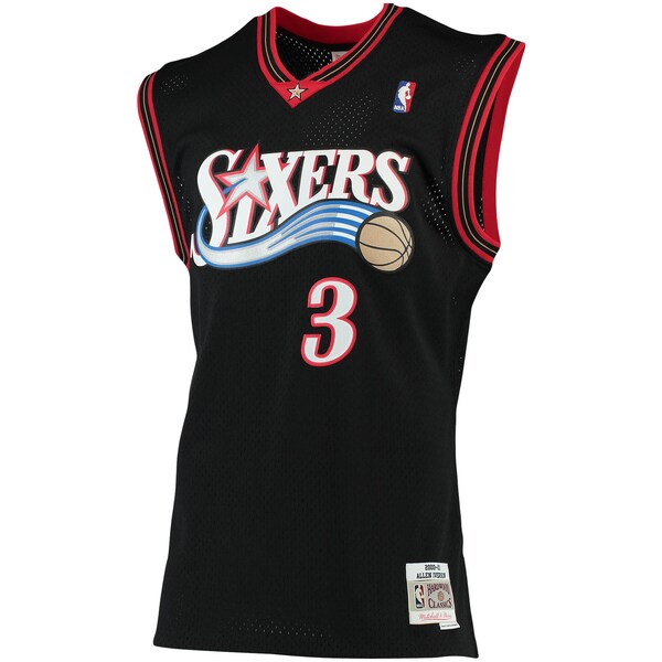 Allen Iverson Philadelphia 76ers 2000/01 Big & Tall Hardwood Classics Swingman Jersey - Black/Red/Royal/White
