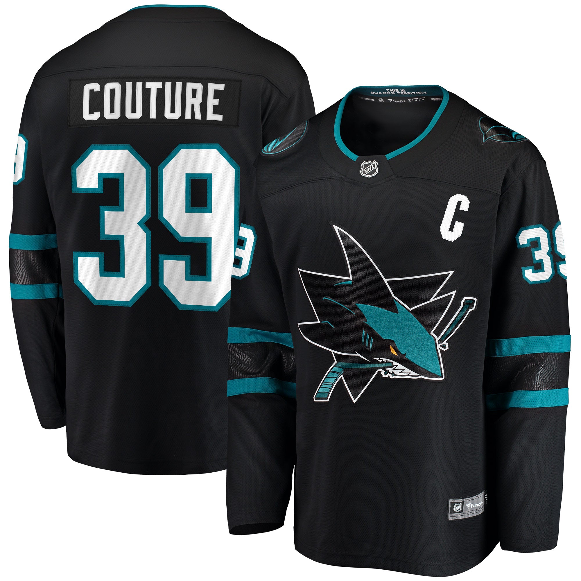 Logan Couture San Jose Sharks  2021/22 Home Premier Breakaway Player Jersey - Teal/Black