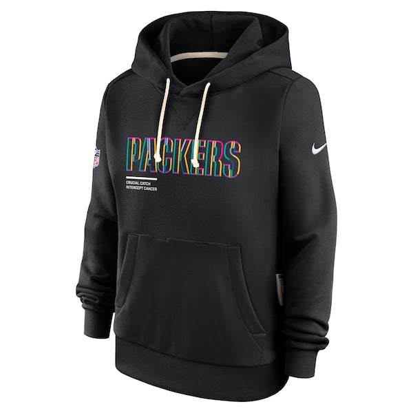 Green Bay Packers Nike Women's 2025 NFL Crucial Catch Sideline Standard Issue Dri-FIT Hoodie - Black