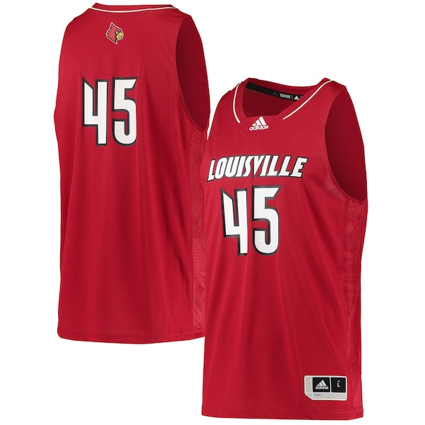 #45 Louisville Cardinals adidas Swingman Basketball Jersey - Red/White/Black