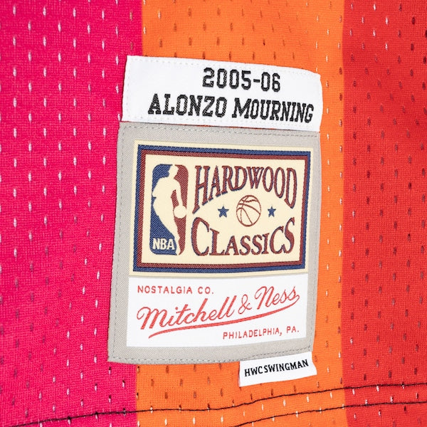 Alonzo Mourning Miami Heat Hardwood Classics 2005/06 Split Swingman Jersey - Black/Red