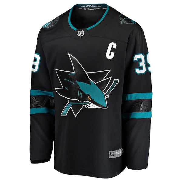 Logan Couture San Jose Sharks  Alternate Premier Breakaway Player Captain Jersey - Black/Teal