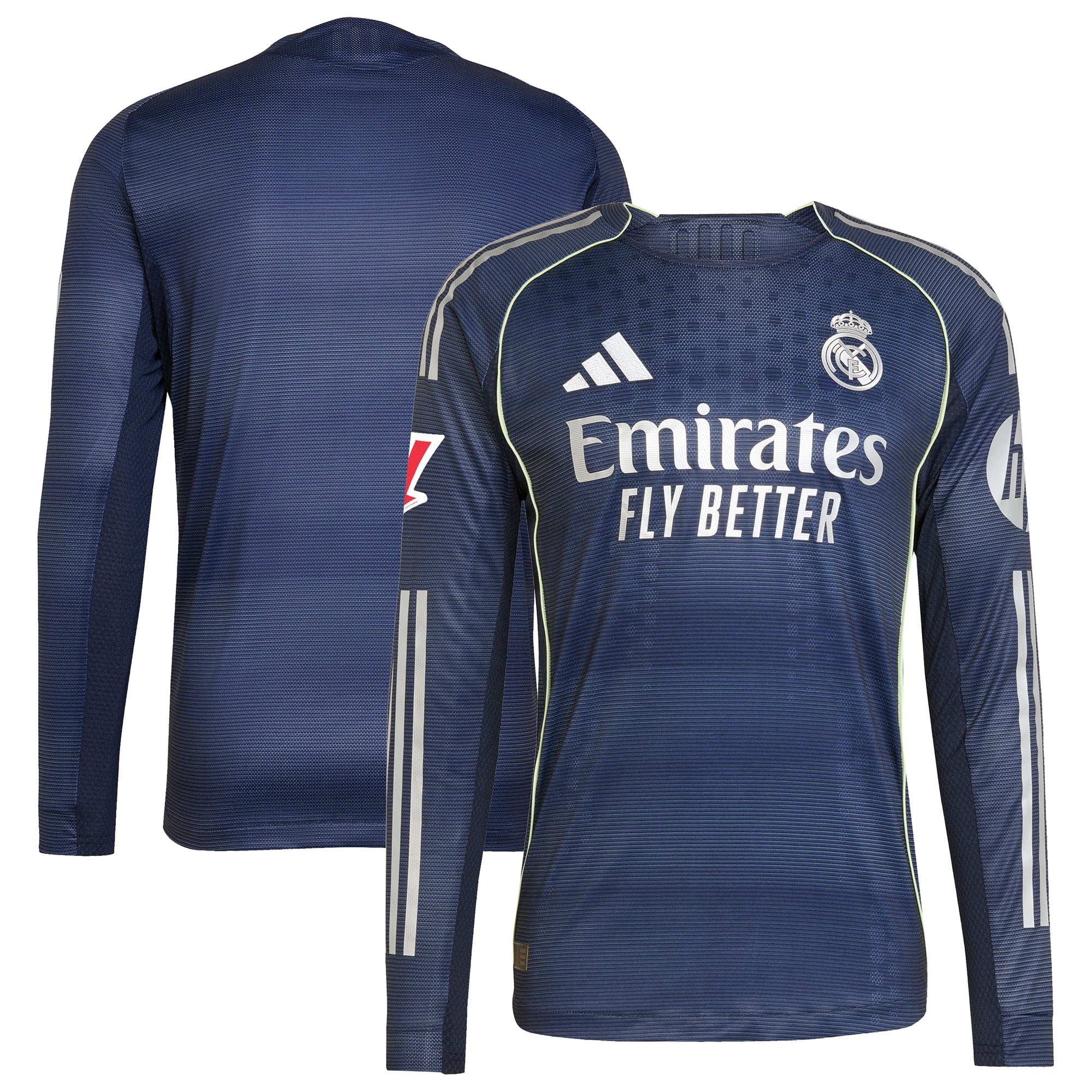 Los Merengues adidas 2025/26 Home Authentic Long Sleeve Jersey - White/Blue