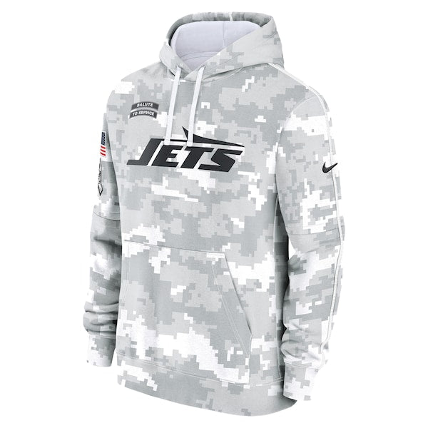 New York Jets Nike 2024 Salute to Service Club Fleece Pullover Hoodie - Arctic Camo