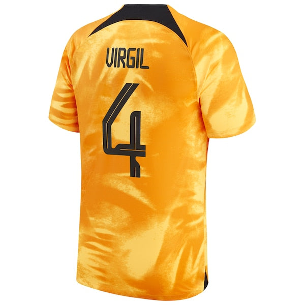Virgil Van Dijk Netherlands National Team Nike 2022/23 Home Breathe Stadium Replica Player Jersey - Orange