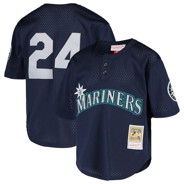 Ken Griffey Jr. Seattle Mariners Youth Cooperstown Collection Mesh Batting Practice Jersey - Navy