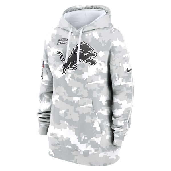 Detroit Lions Nike Women's 2024 Salute To Service Club Fleece Pullover Hoodie - Arctic Camo