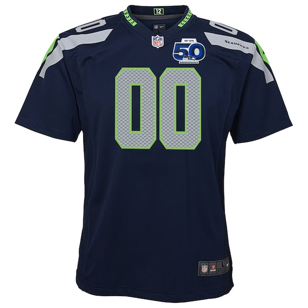 Seattle Seahawks Nike Youth 50th Season Team Custom Game Jersey - College Navy/Navy