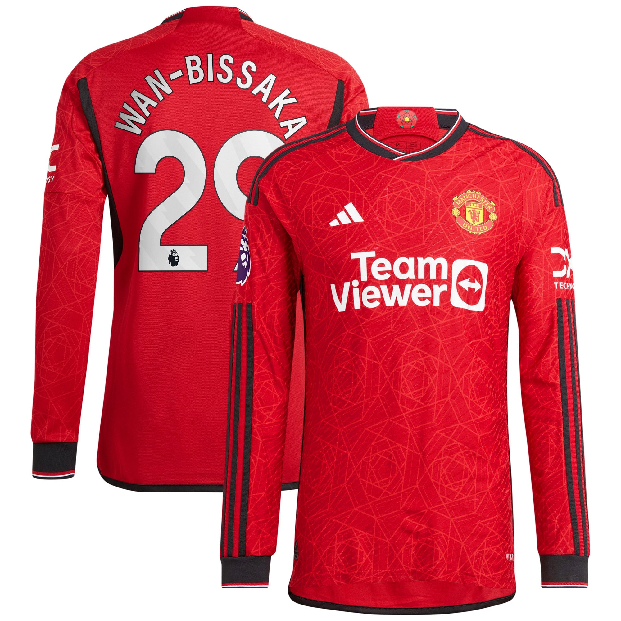 Aaron Wan-Bissaka Manchester United adidas 2023/24 Away Long Sleeve Replica Player Jersey - Green/Red