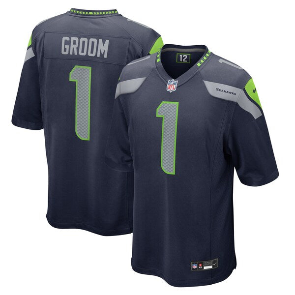 Number 1 Groom Seattle Seahawks Nike Game Jersey - College Navy