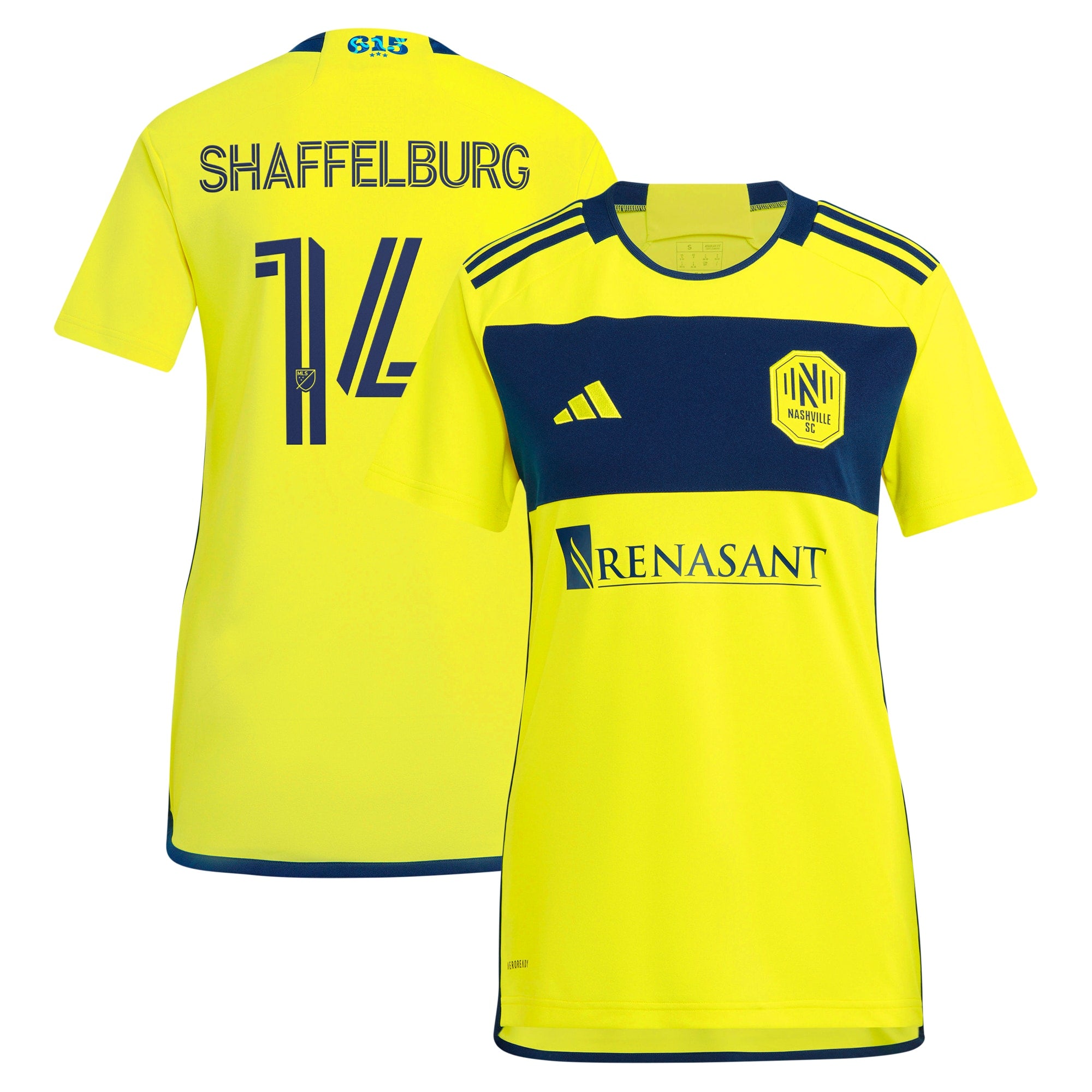 Jacob Shaffelburg Nashville SC adidas Women's 2024 Man In Black Kit Replica Player Jersey - Black/Yellow
