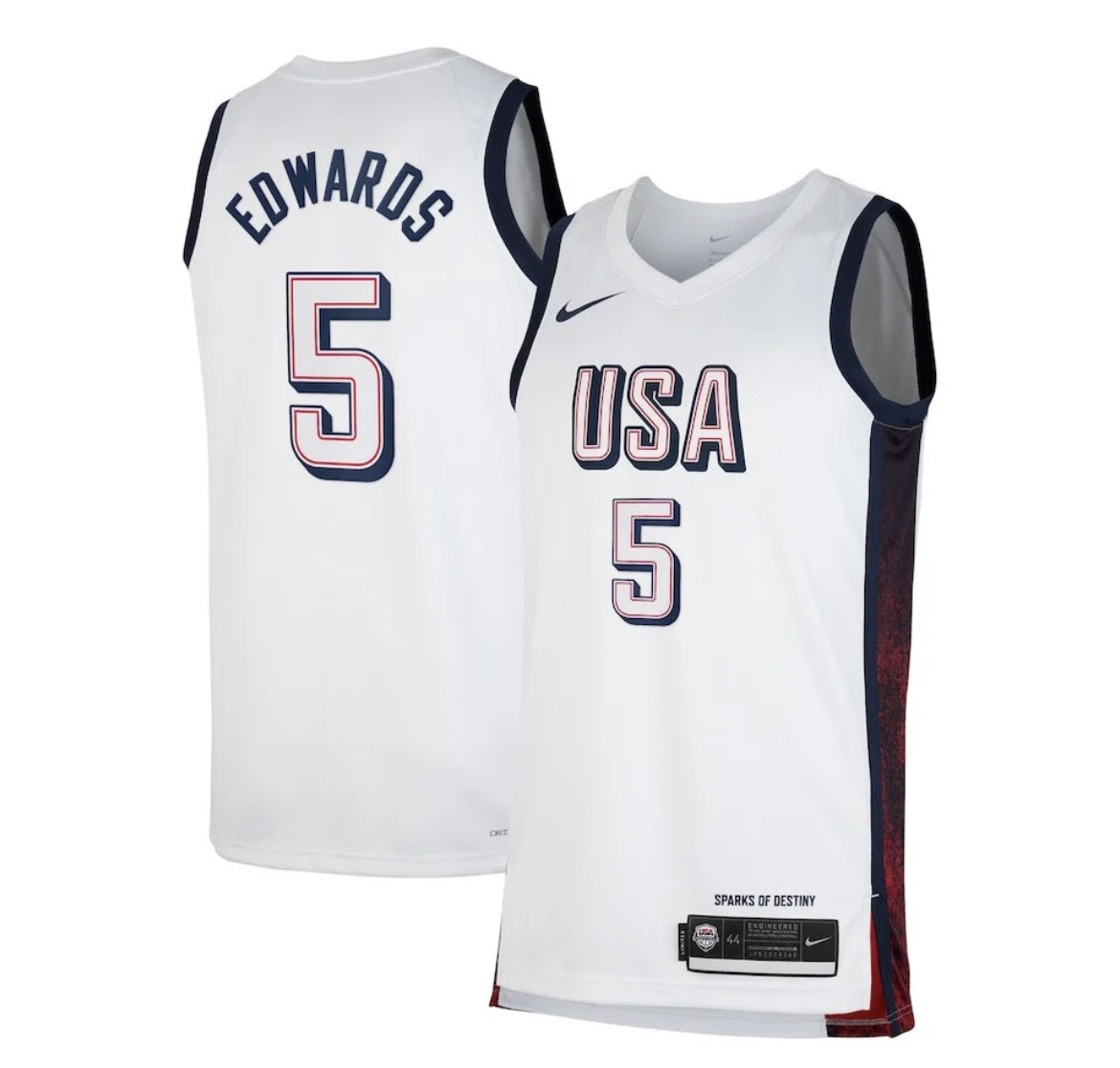 Anthony Edwards Unisex Nike Men's USA Basketball 2024 Swingman Player Jersey - White