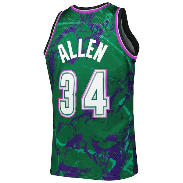 Ray Allen Milwaukee Bucks 1996/97 Hardwood Classics Marble Swingman Jersey - Green