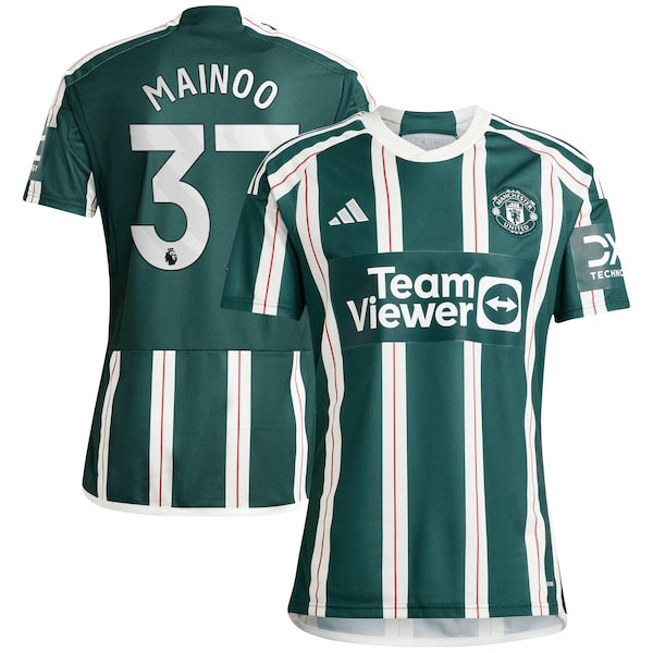 Kobbie Mainoo Manchester United adidas 2023/24 Away Replica Player Jersey - Green/Red