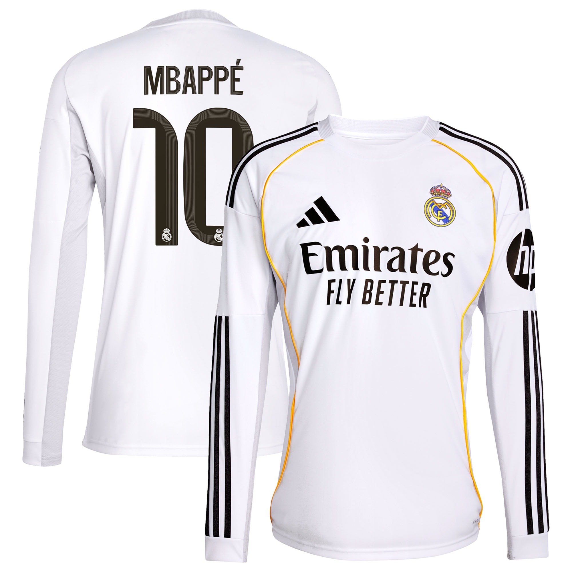 Kylian Mbappé Los Merengues adidas 2025/26 Away Replica Long Sleeve Player Jersey - Blue/White