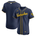 Milwaukee Brewers Nike Alternate Vapor Premier Elite Patch Jersey - Navy