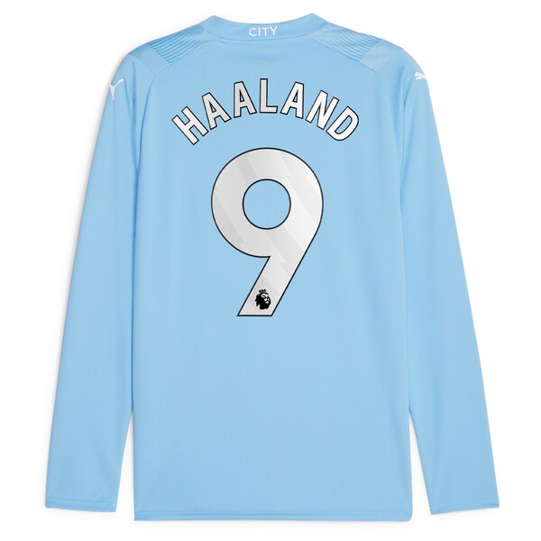 Erling Haaland Manchester City Puma 2023/24 Home Replica Player Long Sleeve Jersey - Sky Blue
