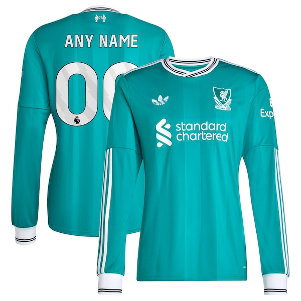Liverpool adidas 2025/26 Third Replica Long Sleeve Custom Jersey - Green