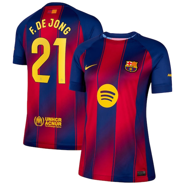 Frenkie de Jong Barcelona Nike Women's 2025/26 Home Replica Jersey - Navy/Gold
