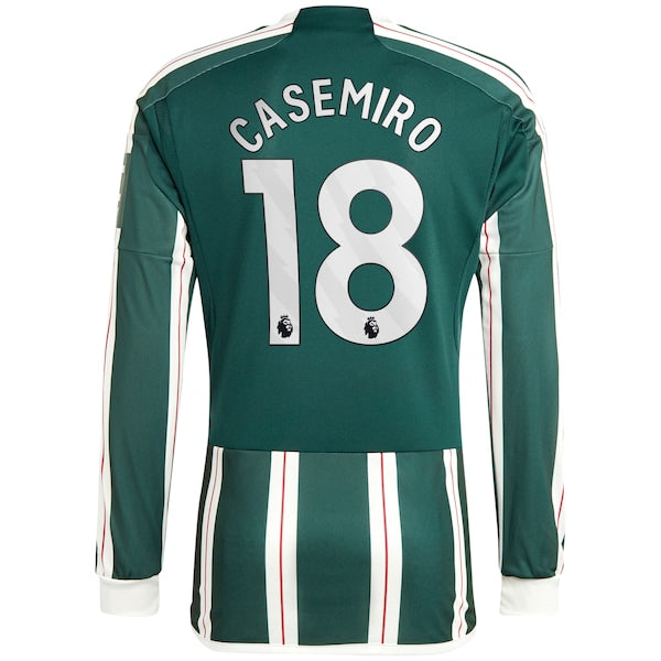 Casemiro Manchester United adidas 2023/24 Away Long Sleeve Replica Player Jersey - Green/Red