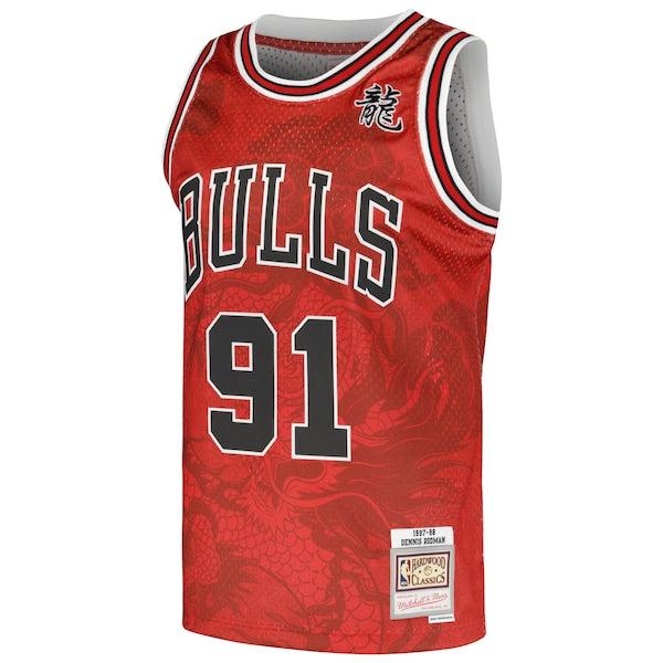 Dennis Rodman Chicago Bulls 1997/98 Hardwood Classics Asian Heritage 6.0 Swingman Throwback Player Jersey - Red