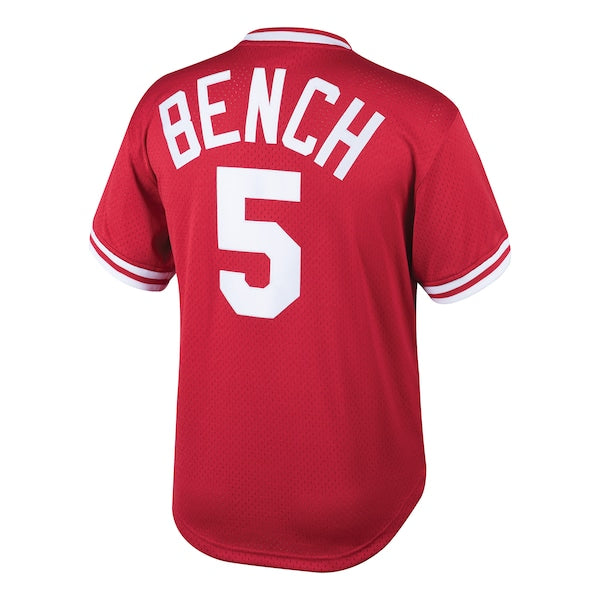 Johnny Bench Cincinnati Reds Youth Cooperstown Collection Mesh Batting Practice Jersey - Red