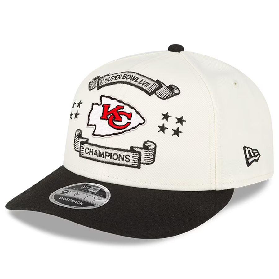 Kansas City Chiefs New Era Super Bowl LVII Champions Locker Room 9FIFTY Low Profile Snapback Hat - Cream