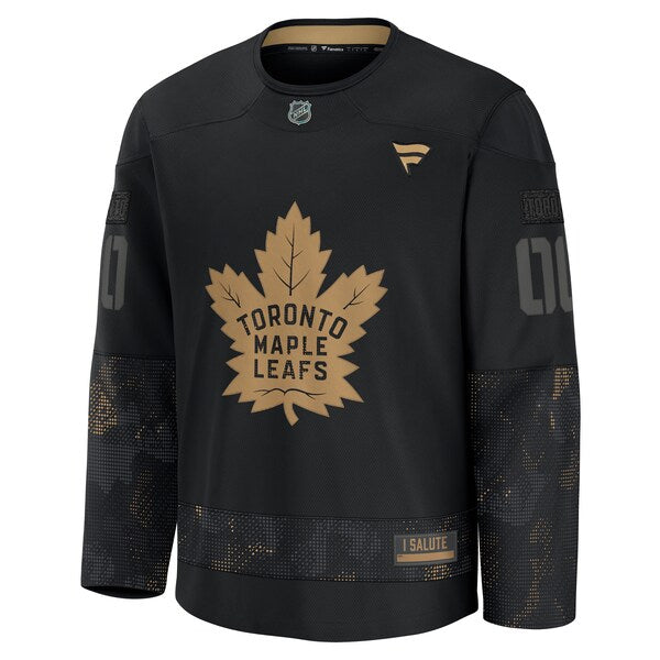Toronto Maple Leafs  2024 Military Appreciation Personalized Long Sleeve Practice Jersey - Black
