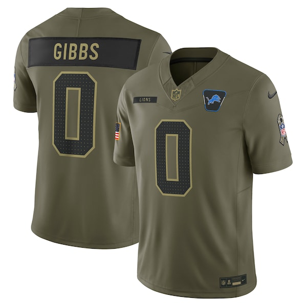 Jahmyr Gibbs Detroit Lions Nike 2025 Salute to Service Limited Jersey - Olive
