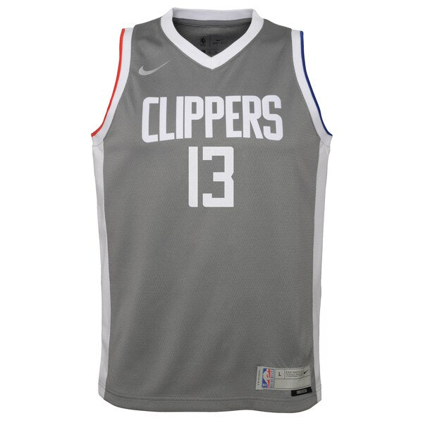Paul George LA Clippers Nike Youth 2020/21 Swingman Player Jersey Gray - Earned Edition