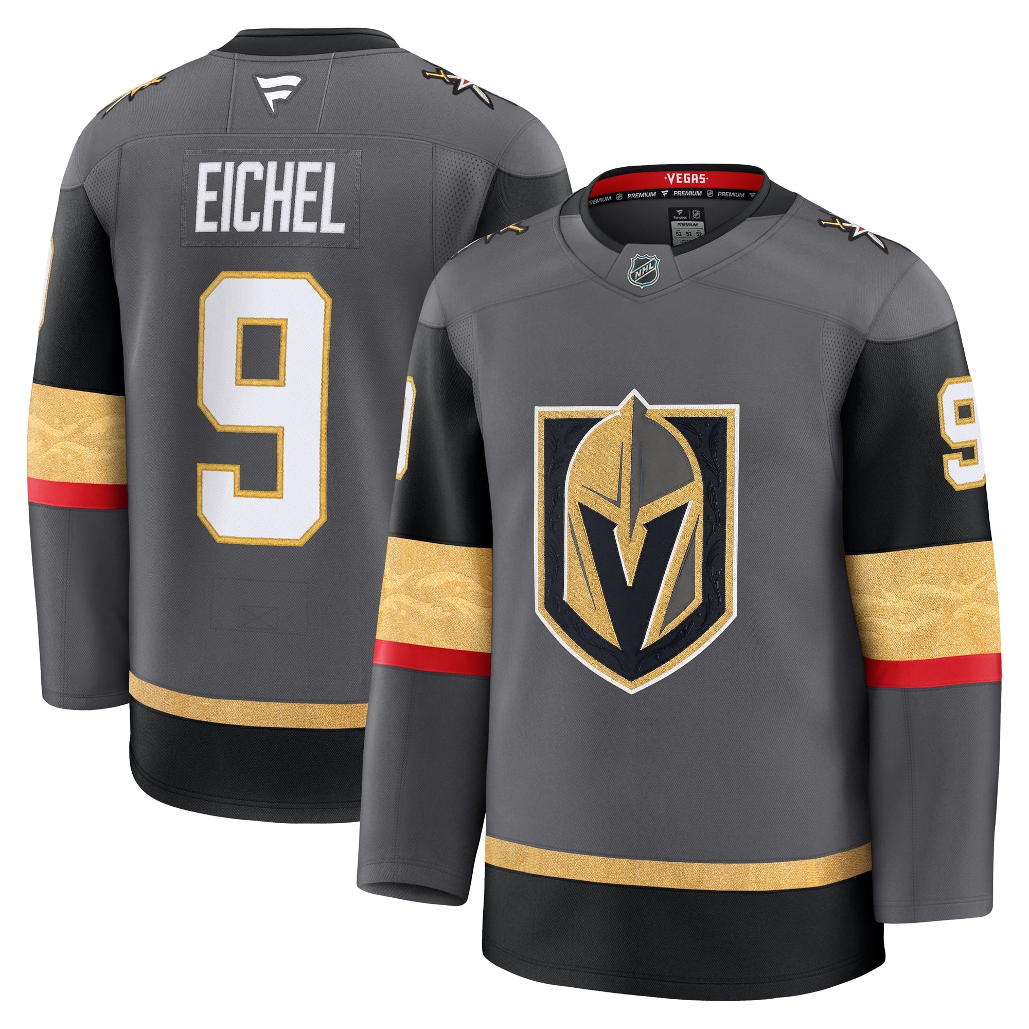 Jack Eichel Vegas Golden Knights  Home Premium Jersey - Gold/Gray