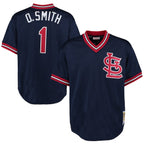 Ozzie Smith St. Louis Cardinals 1994 Authentic Cooperstown Collection Mesh Batting Practice Jersey - Navy/Scarlet