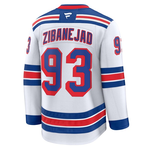 Mika Zibanejad New York Rangers  Away Premium Jersey - White/Navy/Blue