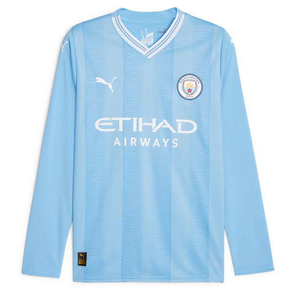 Kevin De Bruyne Manchester City Puma 2023/24 Home Replica Player Long Sleeve Jersey - Sky Blue